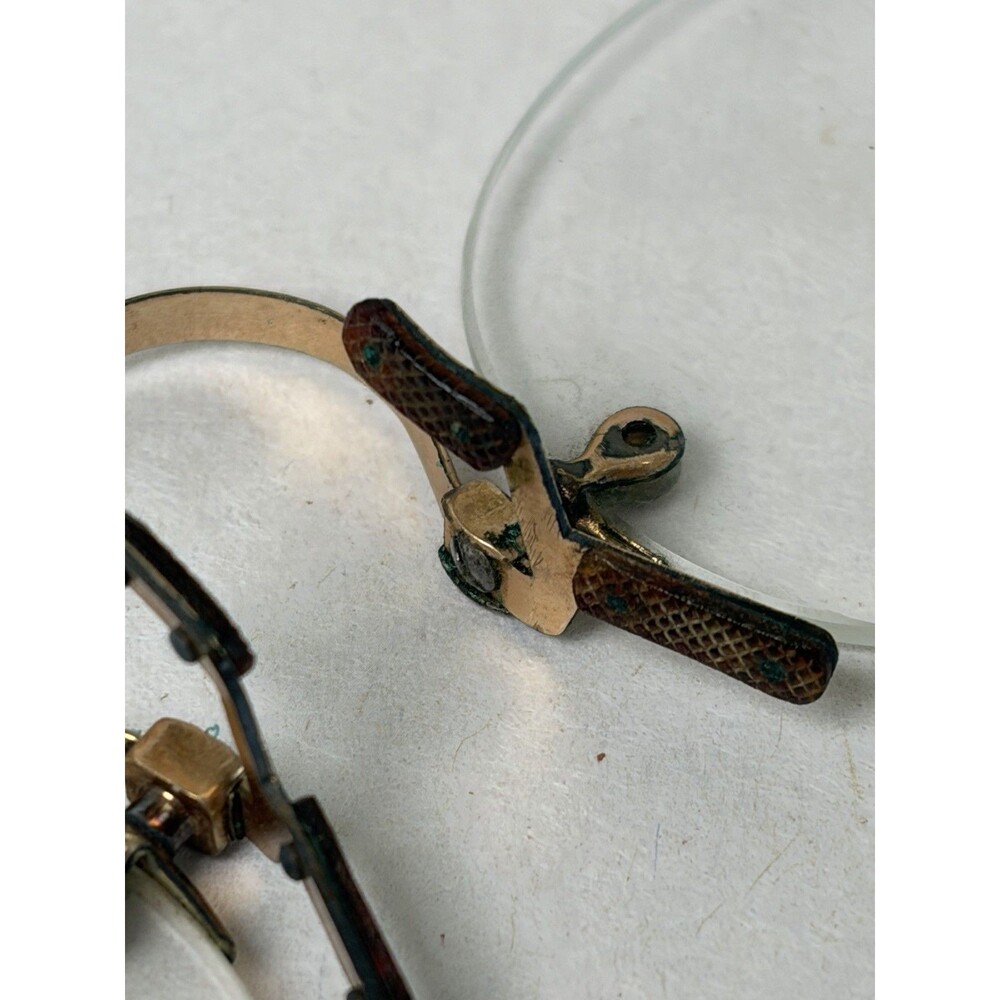 Antique Spring Bridge Pince Nez Glasses 1930s Rimless Gold Filled? - Picture 10 of 13